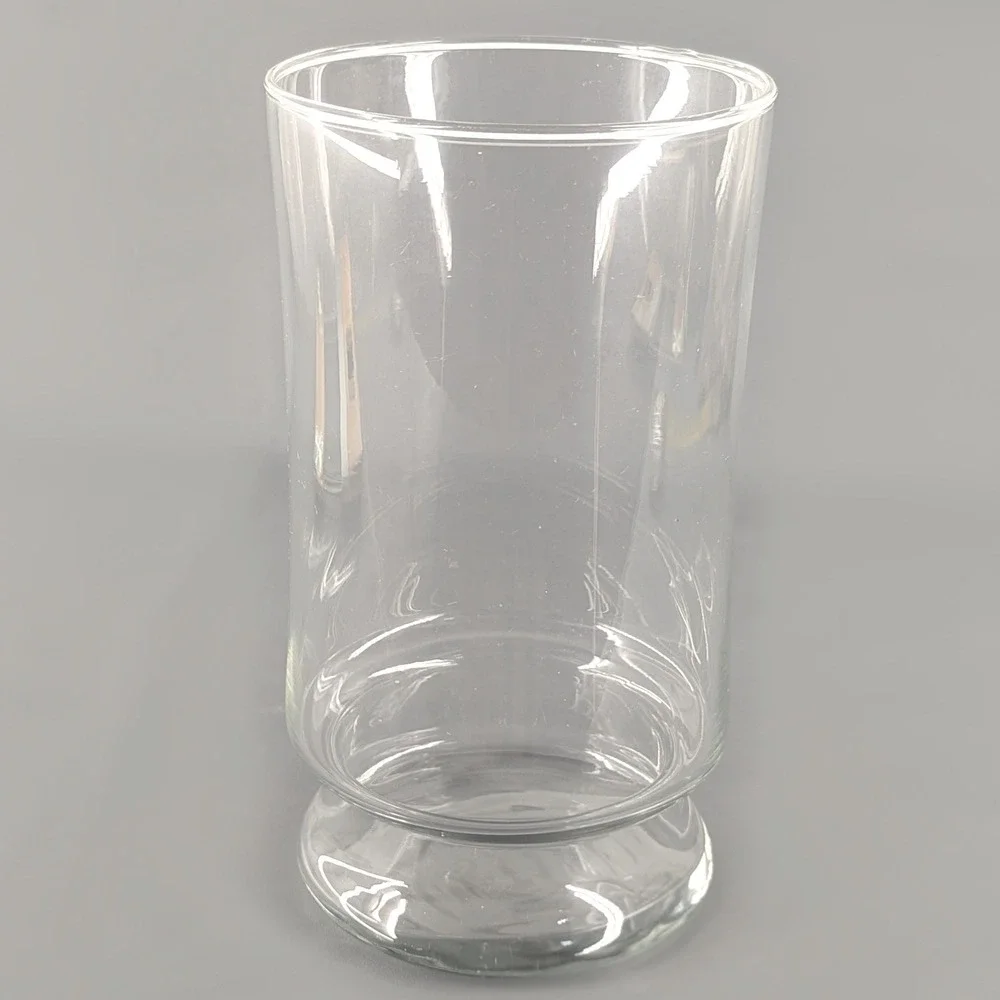 Clear Glass Hurricane Vase Large 10 Inch Cylinder Pedestal Base